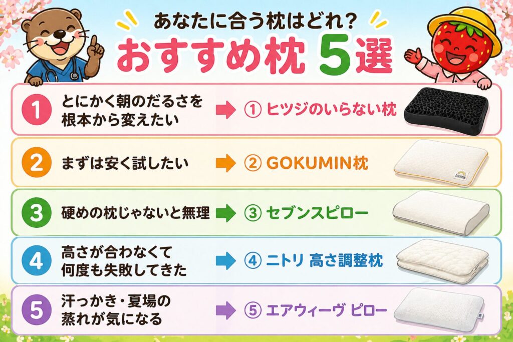 悩み別おすすめ枕比較チャート