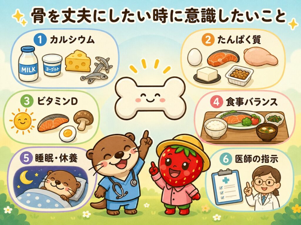 骨を丈夫にしたい時に意識したいことをまとめた図解