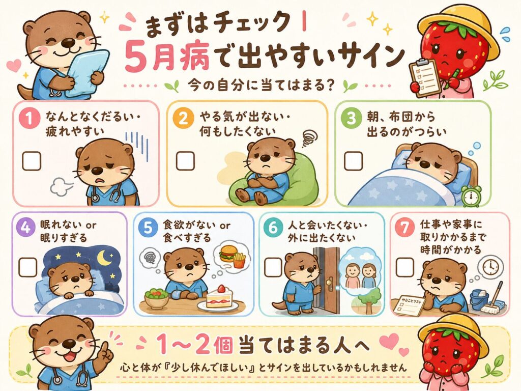 5月病で出やすい症状のチェックリスト