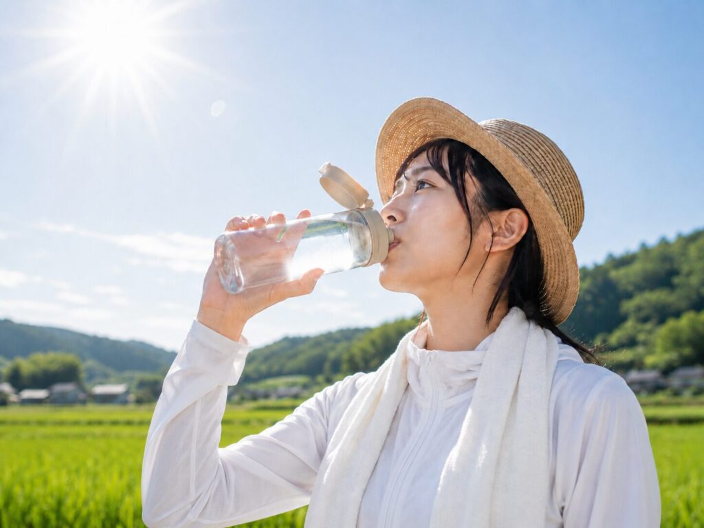 熱中症対策と水分補給を説明する画像