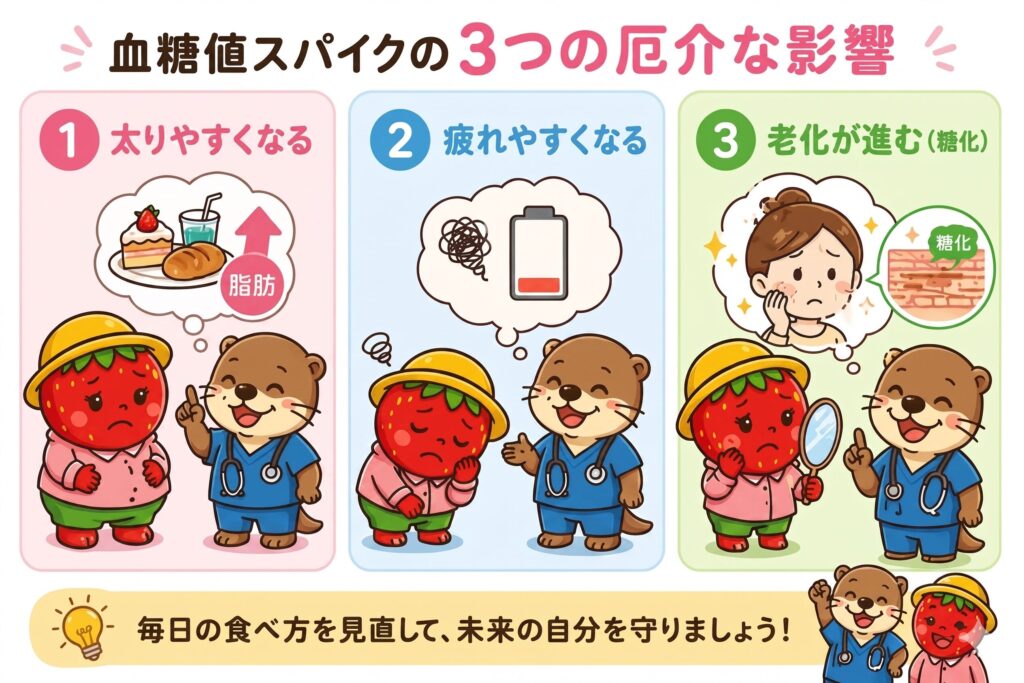 血糖値スパイクの影響３つ