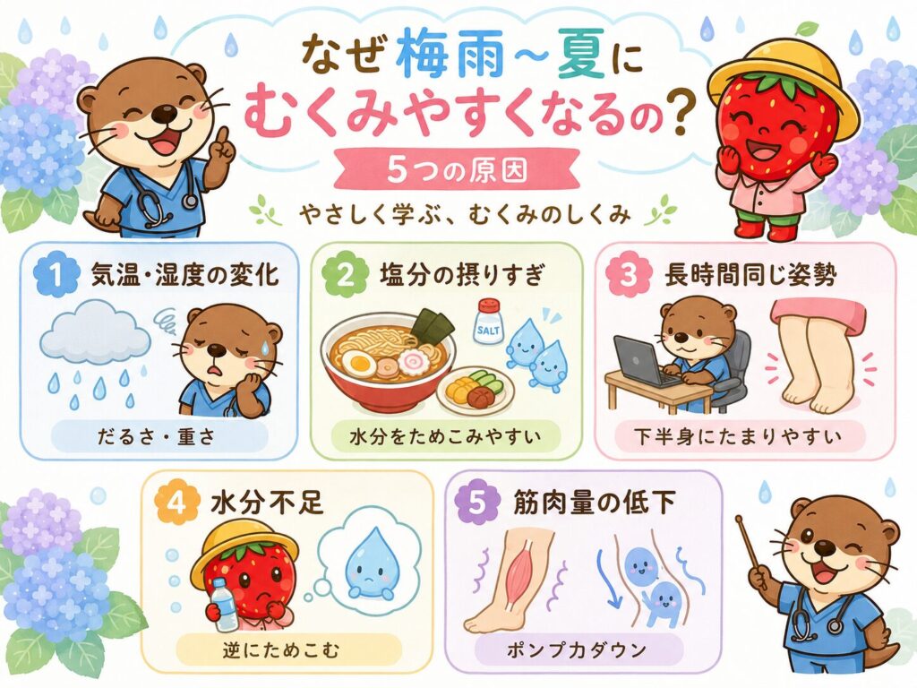 梅雨〜夏にかけてむくみやすくなる原因5選