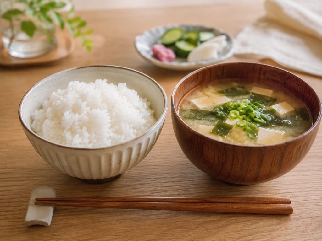 気持ちが沈む日に食べやすい味噌汁とご飯の写真