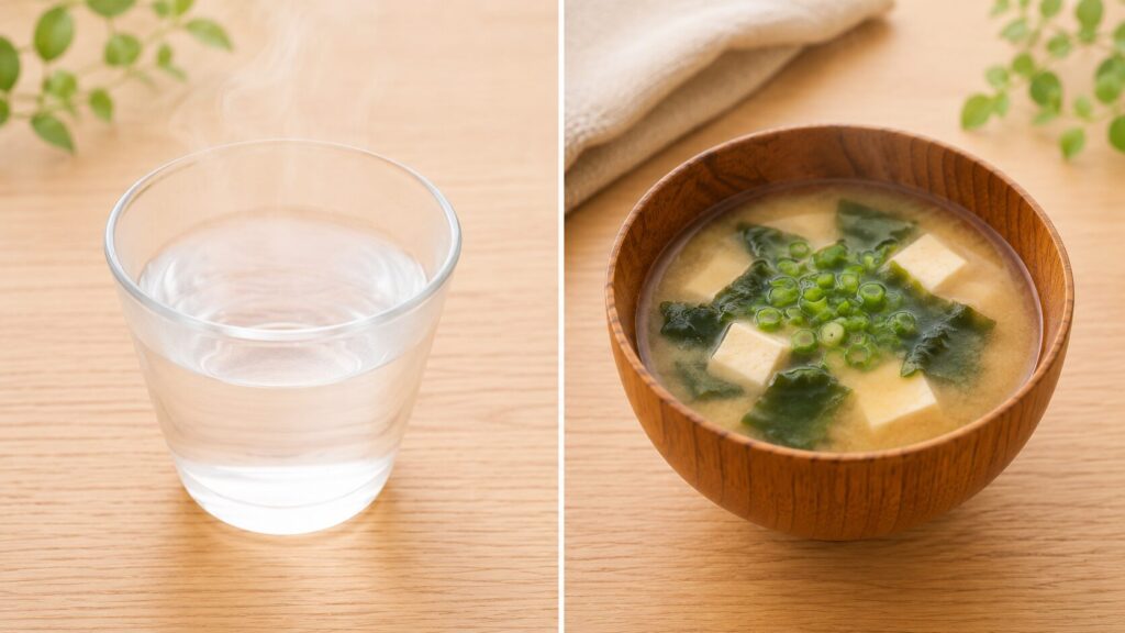 内臓冷え対策に取り入れたい白湯や温かい味噌汁の画像