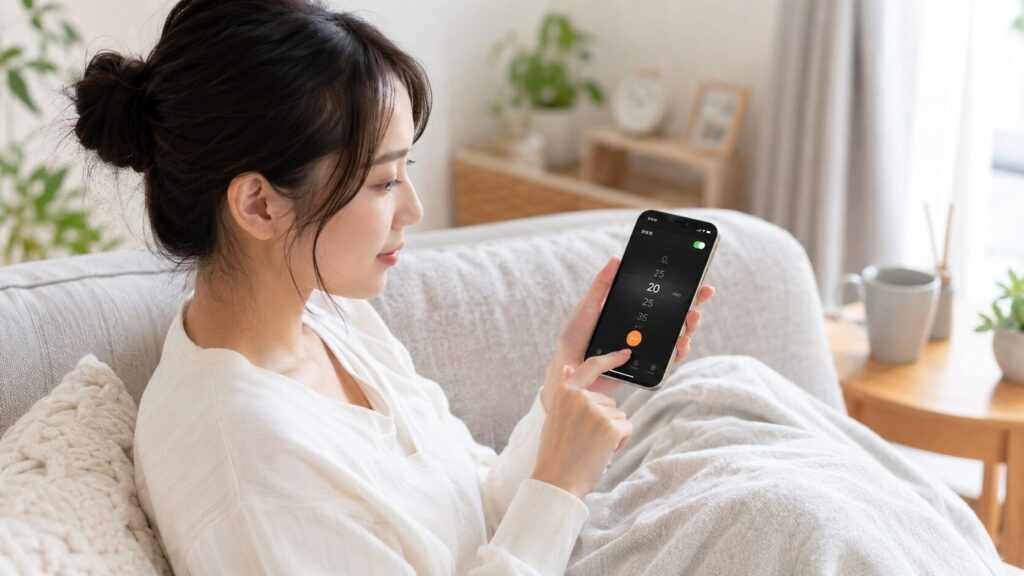 スマホで短い昼寝のアラームを設定している様子