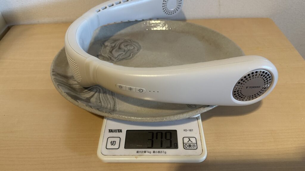 TORRAS COOLiFY Airを家庭用スケールで実測した379g